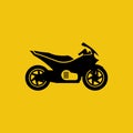 Motorcycle black icon isolated on yellow background