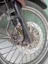 Motorcycle brakes are rusty Royalty Free Stock Photo