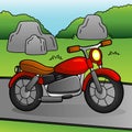 Motorcycle Cartoon Colored Vehicle Illustration Royalty Free Stock Photo