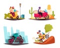 Motorcycle Cartoon Set Royalty Free Stock Photo