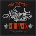 Motorcycle Chopper logo. Vector vintage garage logotype. Motorbike. Royalty Free Stock Photo