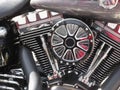 Motorcycle chromed engine closeup detail background Royalty Free Stock Photo