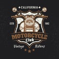 Motorcycle colored vintage emblem or t-shirt print Royalty Free Stock Photo