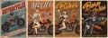 Motorcycle colorful vintage posters set Royalty Free Stock Photo