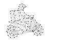 The motorcycle consists of points, lines and triangles.The polygon shape in the form of a silhouette of a motorcycle on Royalty Free Stock Photo