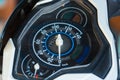 Motorcycle control panel with speedometer and fuel gauge