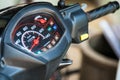 Motorcycle control panel with speedometer and fuel gauge
