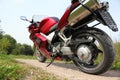 Motorcycle on country road, bottom view