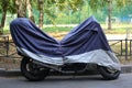Motorcycle is covered with a cover