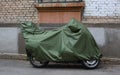 Motorcycle is covered with a cover