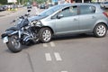 Motorcycle crash in urban area