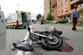 Motorcycle crash in urban area