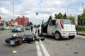 Motorcycle crash in urban area