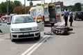 Motorcycle crash in urban area