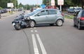 Motorcycle crash in urban area