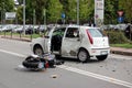 Motorcycle crash in urban area