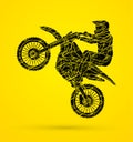 Motorcycle cross jumping graphic Royalty Free Stock Photo