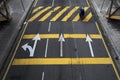 Motorcycle on crosswalk.