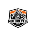 Motorcycle cruiser emblem badge logo vector illustration. Best for automotive motor related logo Royalty Free Stock Photo