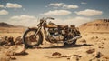 A motorcycle in the desert