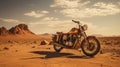 A motorcycle in the desert