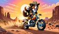 motorcycle dirt bike cycle collie setter puppy dog fun sport cartoon Royalty Free Stock Photo