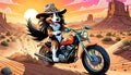 motorcycle dirt bike cycle collie setter puppy dog race track recreation Royalty Free Stock Photo