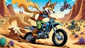 motorcycle dirt bike cycle coyote puppy dog motocross game play Royalty Free Stock Photo