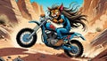 motorcycle dirt bike cycle scraggly cat kitten desert race track Royalty Free Stock Photo