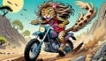 motorcycle dirt bike cycle tiger lion cat long hair biker leopard skin