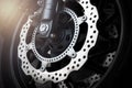 Motorcycle disk brake with ABS system Royalty Free Stock Photo