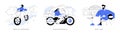 Motorcycle driver abstract concept vector illustrations.