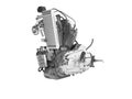 Motorcycle engine with air cooling system 3d render on white background no shadow Royalty Free Stock Photo