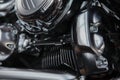 A motorcycle engine close up detail background Royalty Free Stock Photo