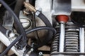 Motorcycle engine cylinder closeup detail. Customizing, repair Royalty Free Stock Photo