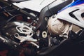 Motorcycle engine, detail of motorcycle engine. close-up Royalty Free Stock Photo