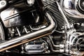 Motorcycle engine and exhaust pipes Royalty Free Stock Photo