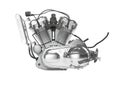 Motorcycle engine isolated left view 3d render on white background no shadow Royalty Free Stock Photo