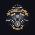 Motorcycle engine logo banner typography vintage vector Royalty Free Stock Photo