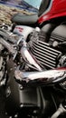 Motorcycle engine , petrol tank and exhaust pipes Royalty Free Stock Photo