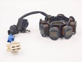 motorcycle engine stator coil assembly part, which is an essential component used for generating electricity to Royalty Free Stock Photo