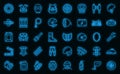 Motorcycle equipment icons set outline vector. Helmet jacket vector neon Royalty Free Stock Photo