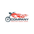 Motorcycle with flame logo. Auto race motor bike logo Royalty Free Stock Photo