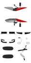 Motorcycle foot pegs front, rear, side and top view isolated vector illustration Royalty Free Stock Photo