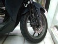 Motorcycle Front Tire, Jakarta, Indonesia - 2020 Royalty Free Stock Photo