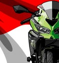 motorcycle front view and flag Royalty Free Stock Photo