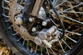 Motorcycle front wheel brake. Close-up. Selective focus Royalty Free Stock Photo