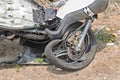 Motorcycle front wheel was demolished