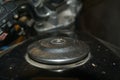 Motorcycle fuel tank on black color Royalty Free Stock Photo