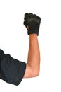 Motorcycle glove and hand signal slow down or stop Royalty Free Stock Photo